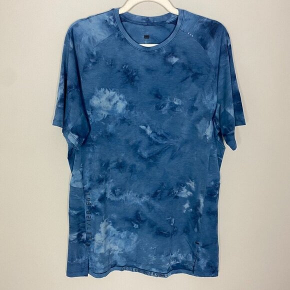 Lululemon Always Agile Short Sleeve T Shirt Diamond Tie Dye True Navy Chambray - Picture 1 of 6